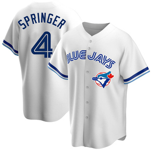 Men's Toronto Blue Jays George Springer Replica White Home Cooperstown Collection Jersey
